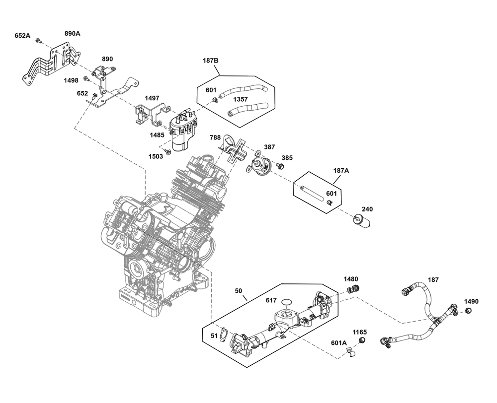Fuel Supply Group Diagram and Parts List for 61G277-0044-J1  Briggs and Stratton Engine